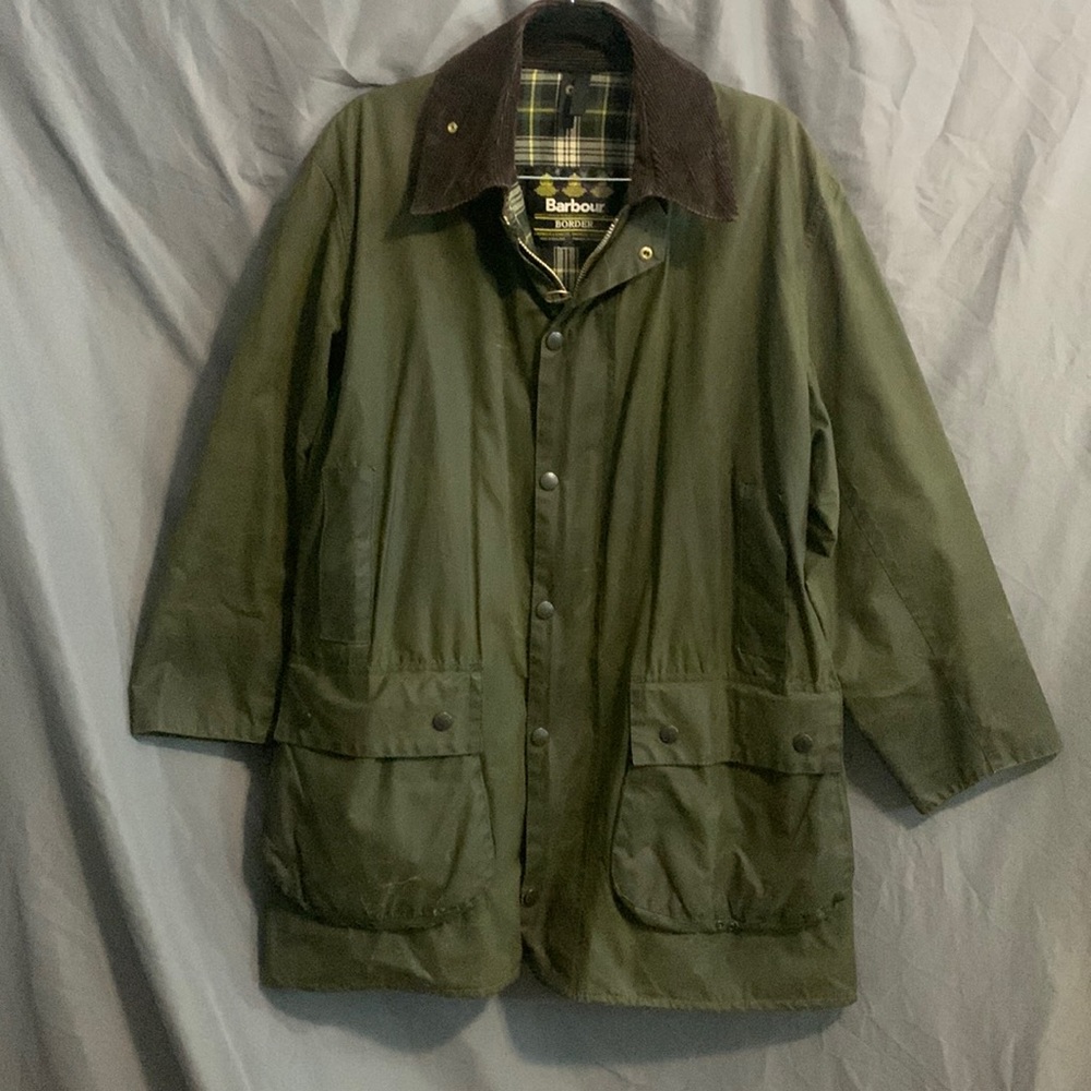Barbour Border® Wax Jacket, Olive, Size Approx XL